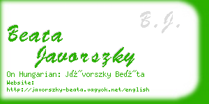 beata javorszky business card